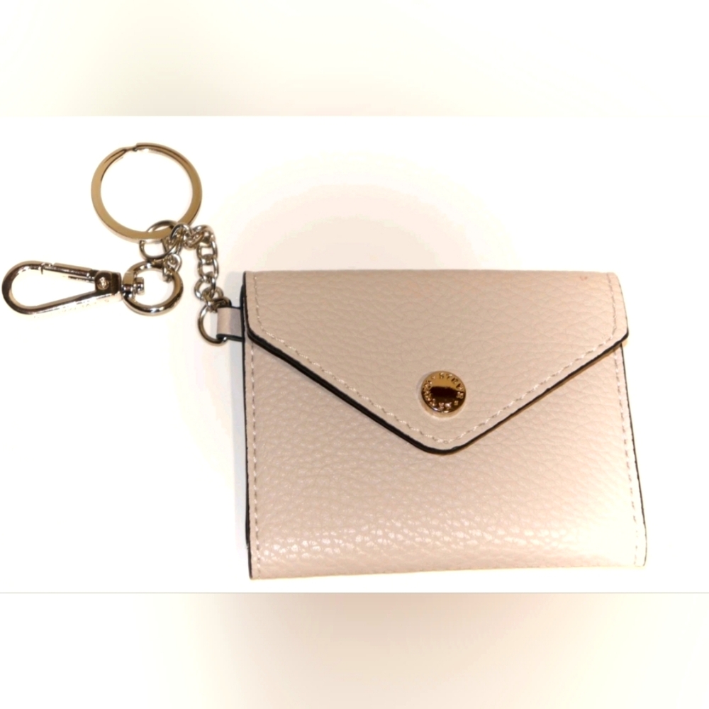 Steve Madden Leather Card Case Holder With Silver Tone Key Chain MSRP$24, Pink